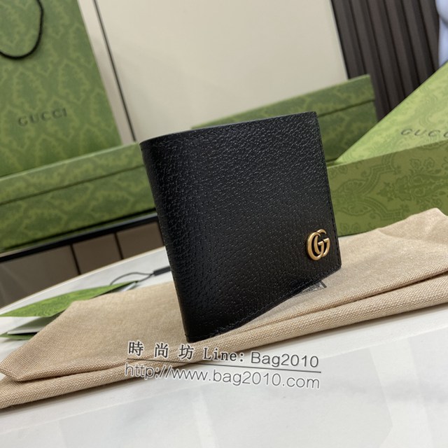 Gucci專櫃古馳最新款Marmont系列皮革雙折錢包男士短夾 jh2238型號：428726